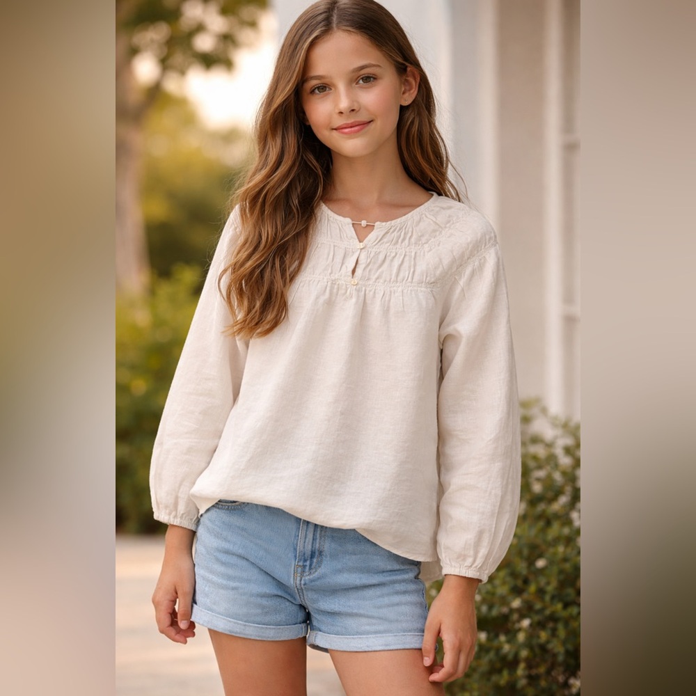 Zara Off-White Blouse with Subtle Pleats